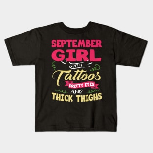 September girl with tattoos pretty eyes Kids T-Shirt